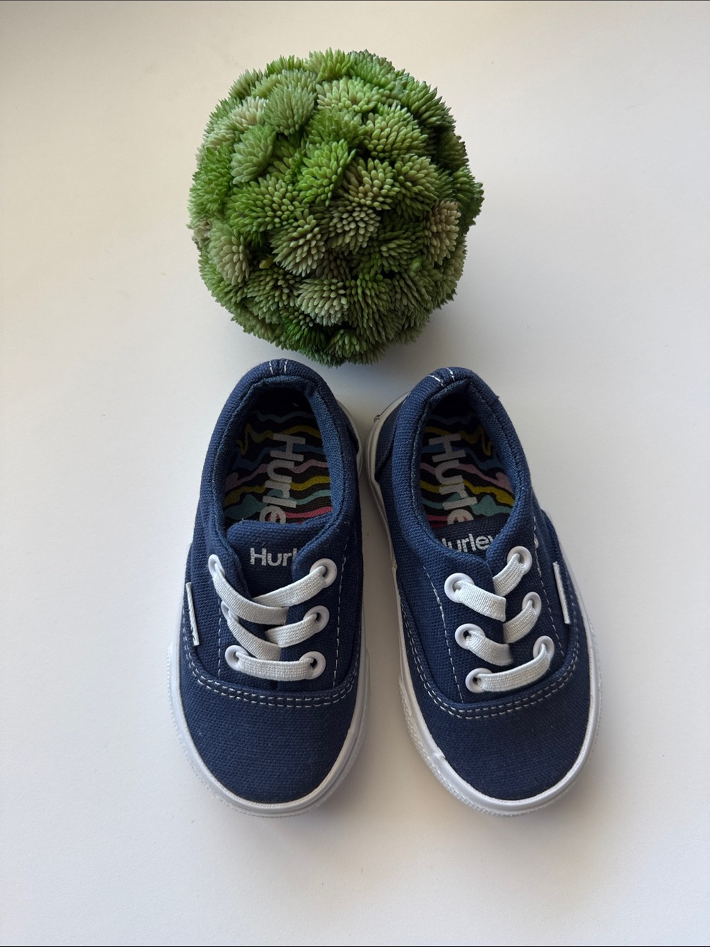 Hurley Toddler Navy Canvas Lace-Up Sneakers with White Trim